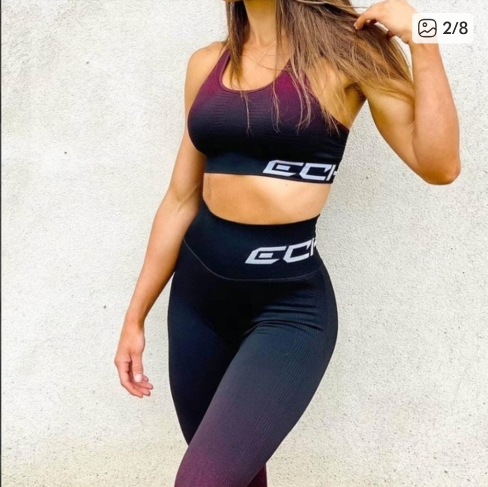 ECHT Arise Ombre Black/Red Leggings Size Medium